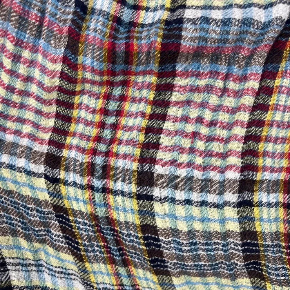 Free People Come On Over Plaid Button-down Swing Top Size XS‎ Oversized Raw Hem